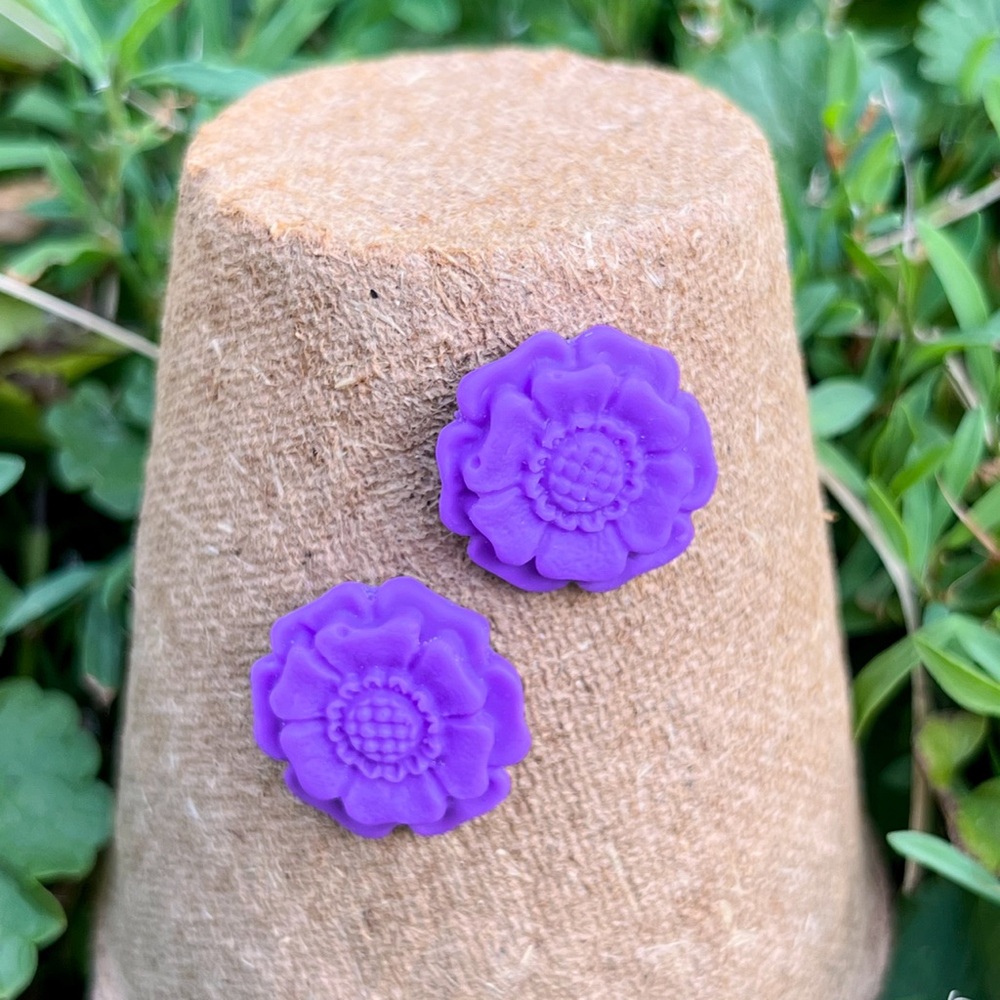 Purple Flower Stud Earrings